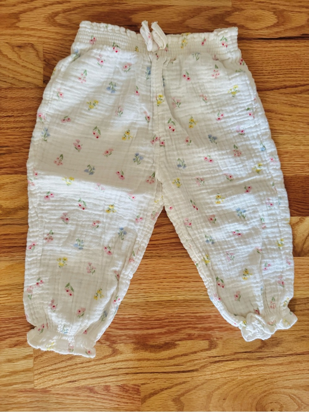 Baby Girls' White Floral Muslin Pajama Pants cotton 18 month